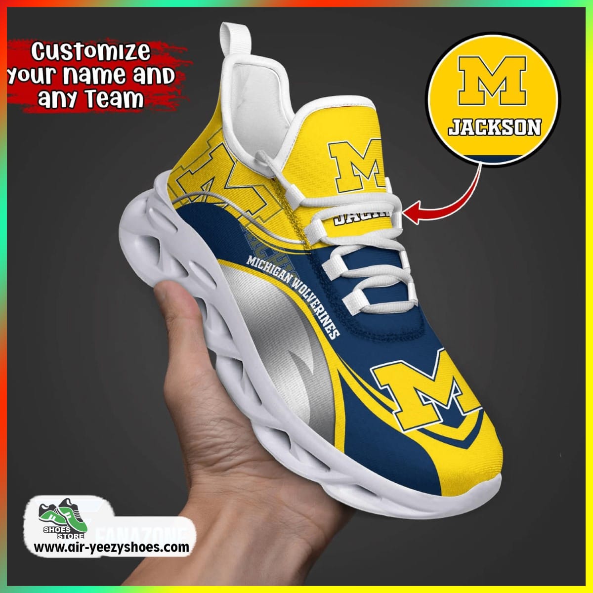 Michigan Wolverines NCAA Custom Sport Shoes For Fans, Michigan Wolverines Unique Gifts