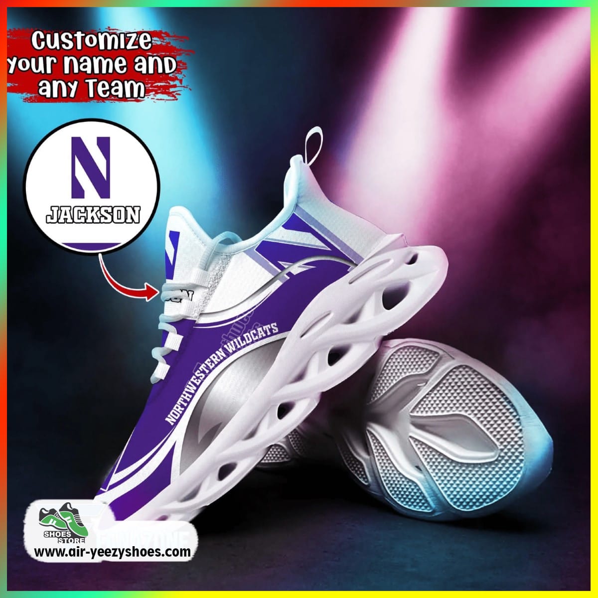 Northwestern Wildcats NCAA Custom Sport Shoes For Fans, Northwestern Wildcats Footwear