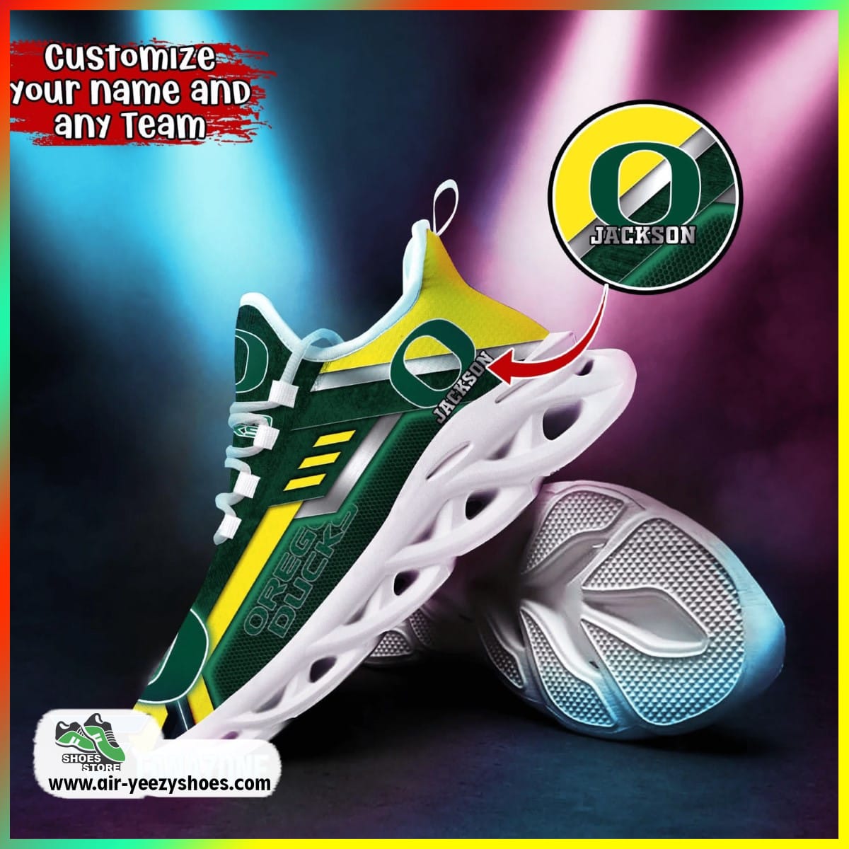 Oregon Ducks NCAA 3D Printed Sport Unisex Shoes, Oregon Ducks Team Gifts