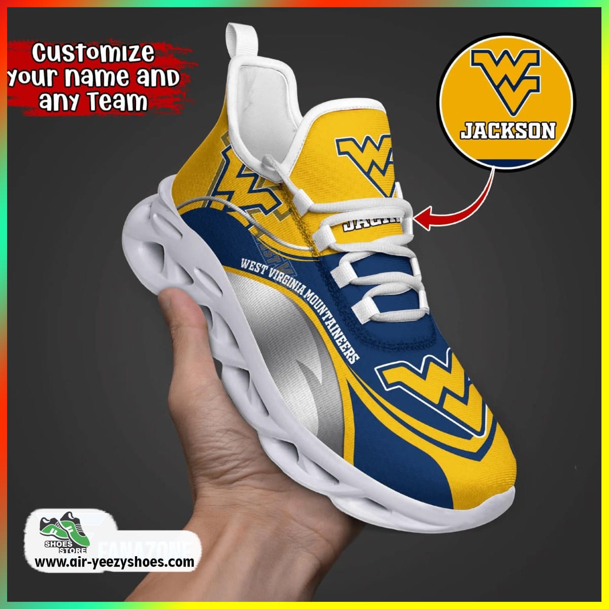 West Virginia Mountaineers NCAA Custom Sport Shoes For Fans, Mountaineers Shoes
