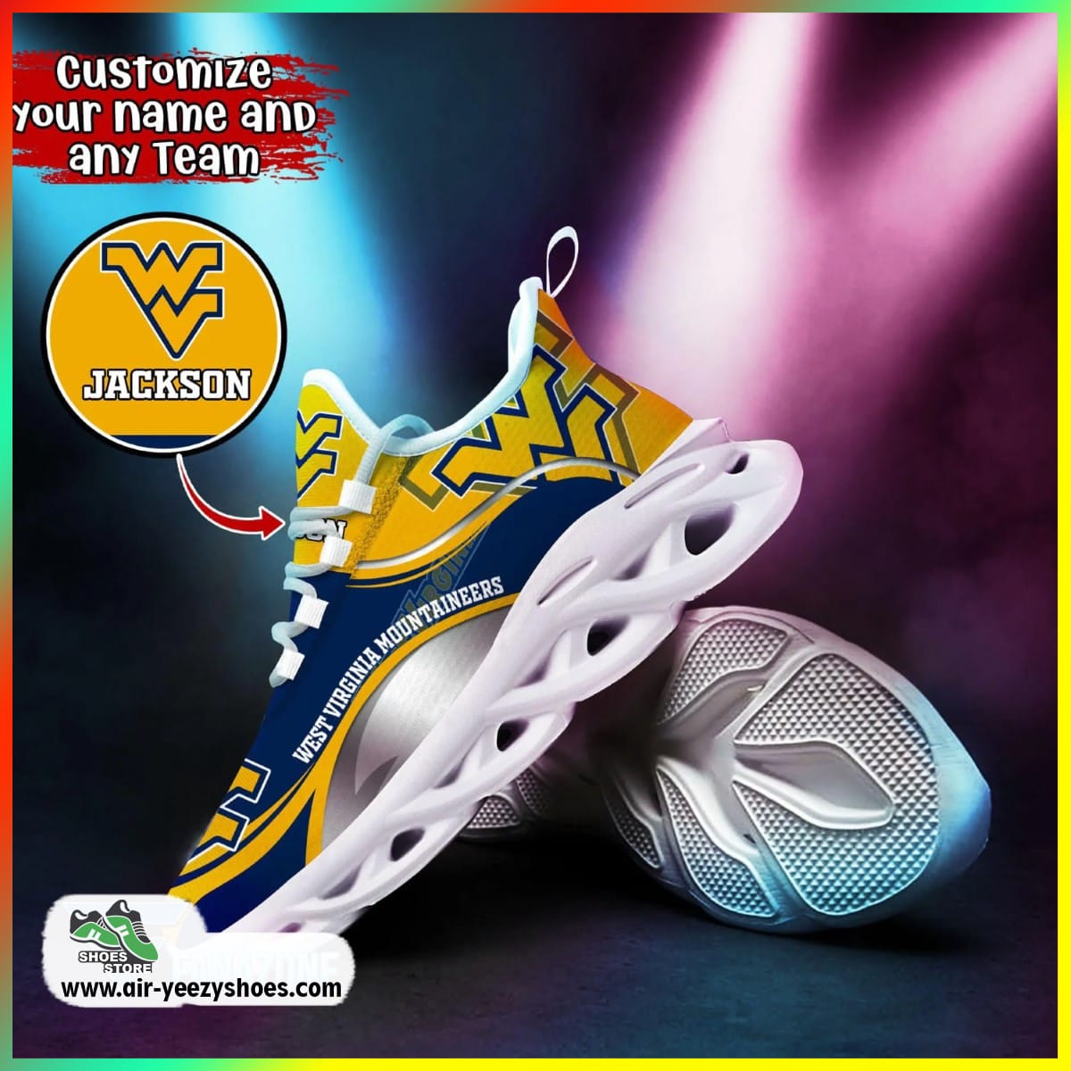 West Virginia Mountaineers NCAA Custom Sport Shoes For Fans, Mountaineers Shoes
