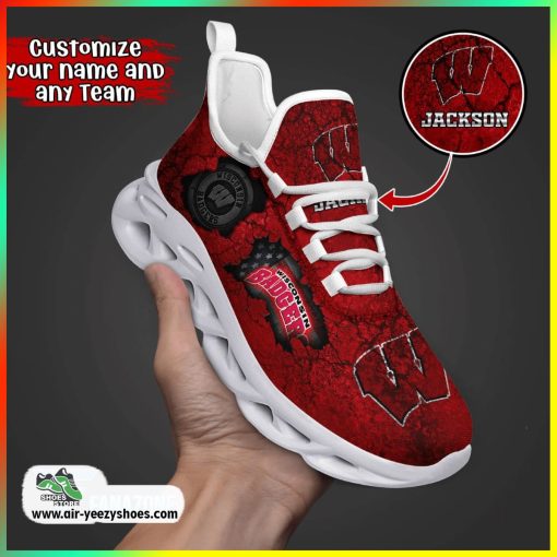 Wisconsin Badgers NCAA Sport Shoes For Fans, Custom Casual Sneaker, Wisconsin Badgers Gifts